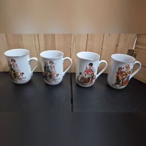 Vintage set of 4 Norman Rockwell Museum made in Japan coffee mugs
